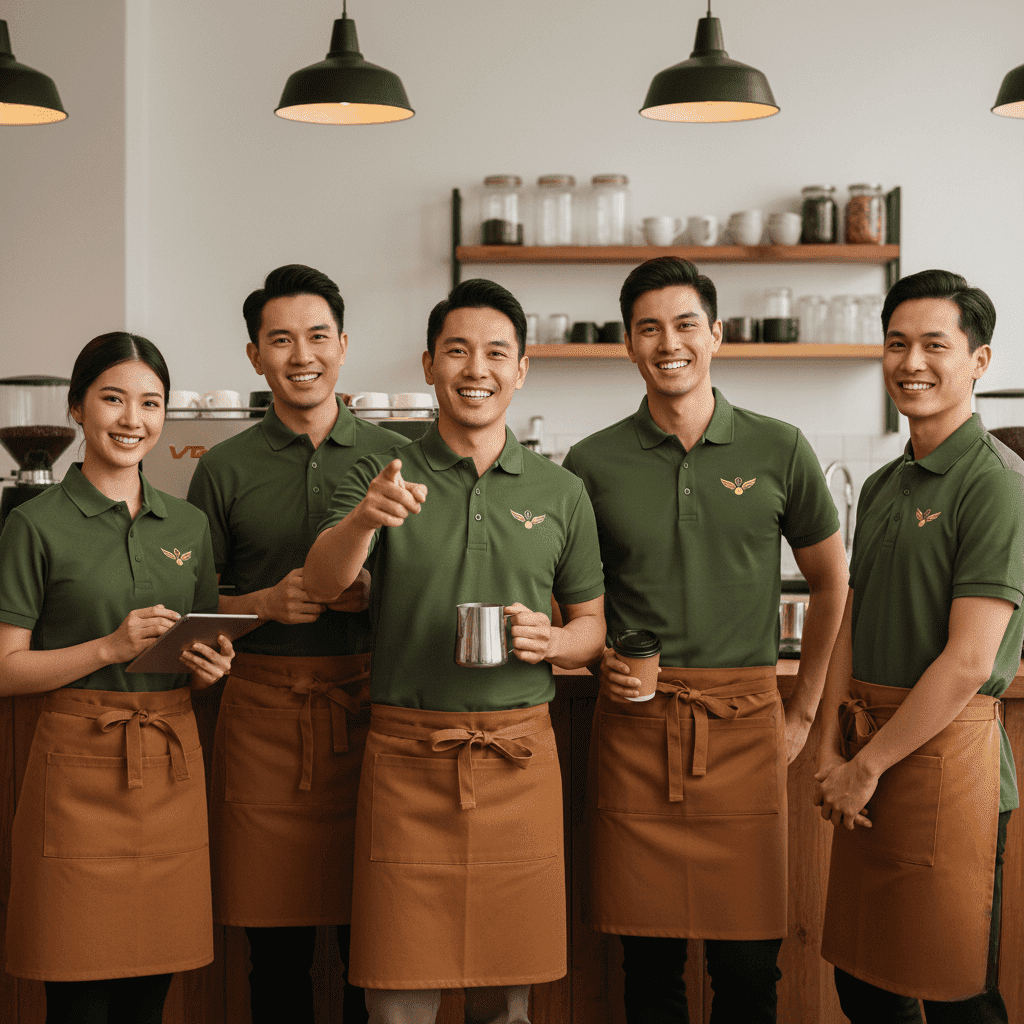 Đồng phục quán cà phê branding
